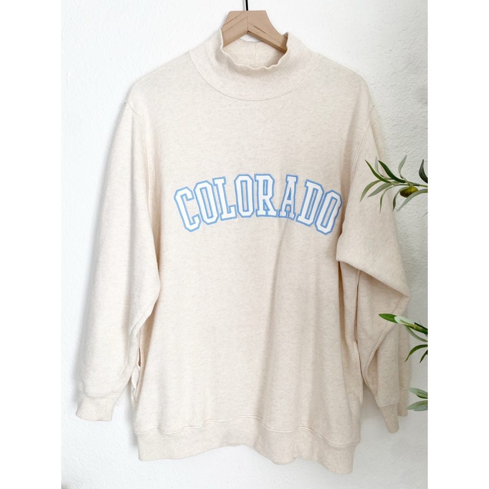 Aerie Colorado Oversized Mock Neck Pullover Fleece Sweatshirt Small